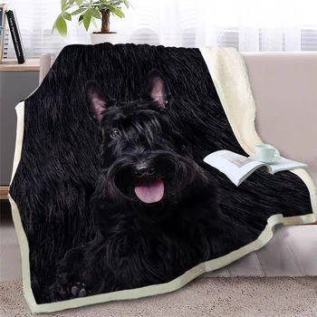 BlessLiving Black Dog Rottweiler Throw Blanket for Bed Soft Sherpa Fleece Blanket Animal Bedding 3D Puppy Plush Bedspreads 3