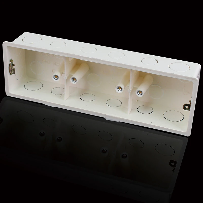 4pcs Universal Concealed Bottom Box Grey White 3-Gang Junction Square Cassette Dark |