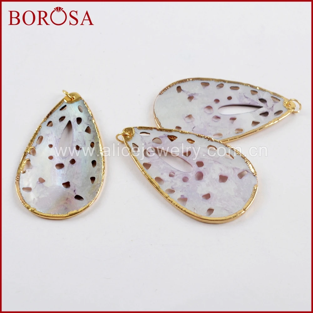 BOROSA 10 шт. оптовая продажа Радужный корпус резной Шарм слеза натуральный
