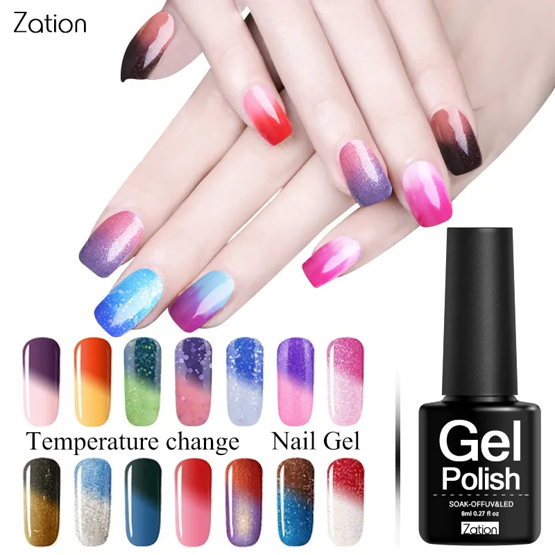 Зация Температура changecolor изменение гель лак для ногтей Цвета 8 мл УФ Лаки