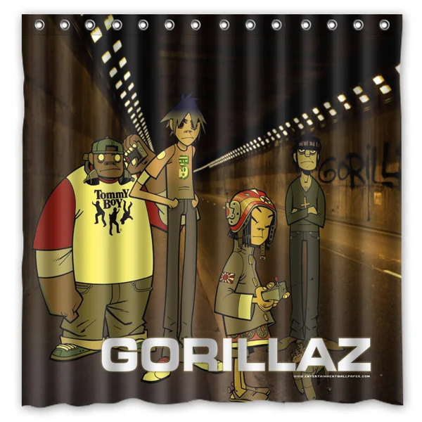 Gorillaz Printed Bath Shower Curtains Waterproof Polyester Fabric Curtain For The Bathroom with 12 Hooks | Дом и сад