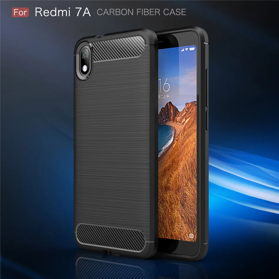 Мягкий силиконовый чехол Whyes для Xiaomi Redmi 7A, углеродное волокно, ударопрочный чехол из ТПУ для Xiaomi Redmi 7A, чехол