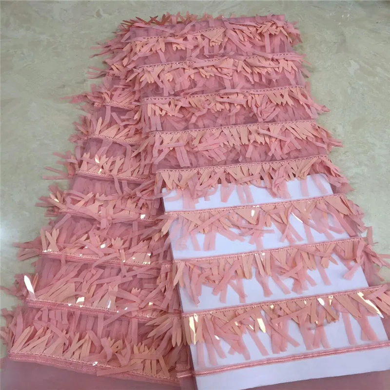 3D Appliqued 2019 French Lace Fabric Wedding High Quality African Tulle 5Yard Flowers Embroidered xc80-57 | Дом и сад