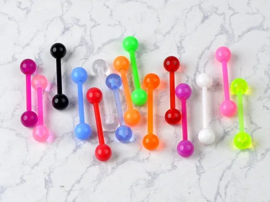 Разноцветные гибкие штанги для пирсинга 10 шт. 14 г|body piercing|tongue rings ballstongue |