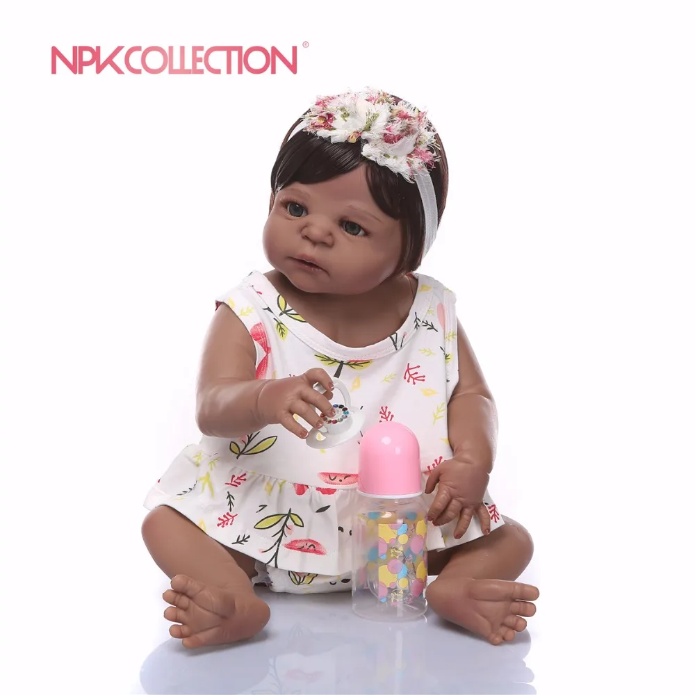 NPKCOLLECTION 2018 новый дизайн черная Детская кукла цельное Силиконовое тело