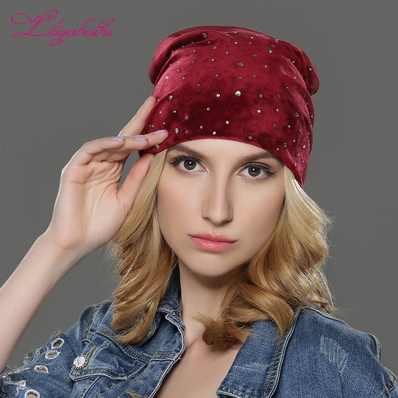 Liliyabaihe женская осенняя и зимняя шапка для девочек шляпы женщин Skullies шапочки пух