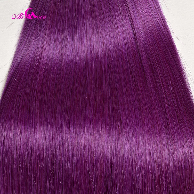 

Ali Coco Straight Hair Bundles With Closure 1B/Purple Brazilian Hair Bundles With Closure Remy Hair Bundles With Lace Closure