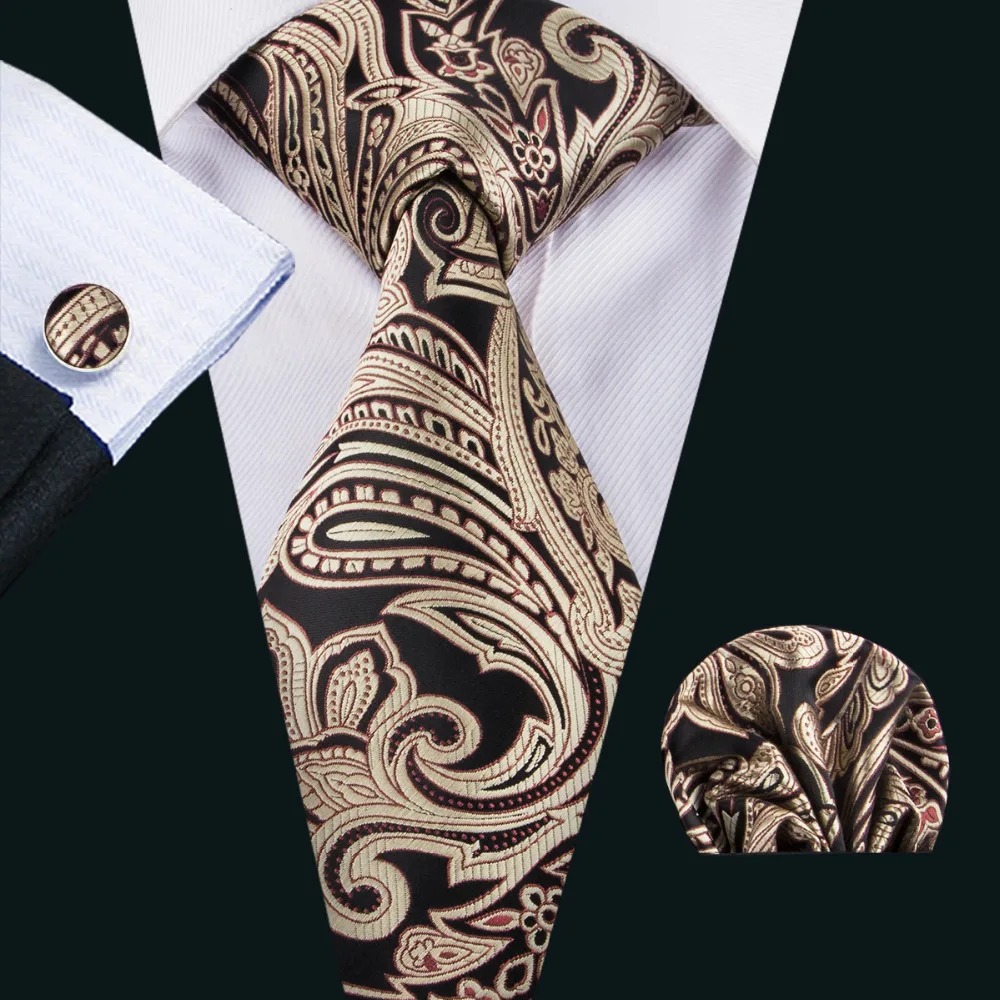 

2017 Barry.Wang New Men`s Tie Silk Jacquard Woven Gravata Necktie Hanky Cufflinks Set For Business Wedding Party FA-1621