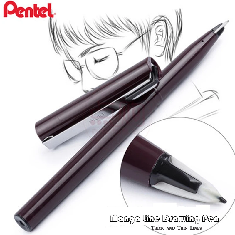 1 قطعة Pentel Arts Stylo رسم القلم خط رسم التفاصيل قلم تحديد ل مانغا العمارة أسود Jm20 Ae Leather Bag