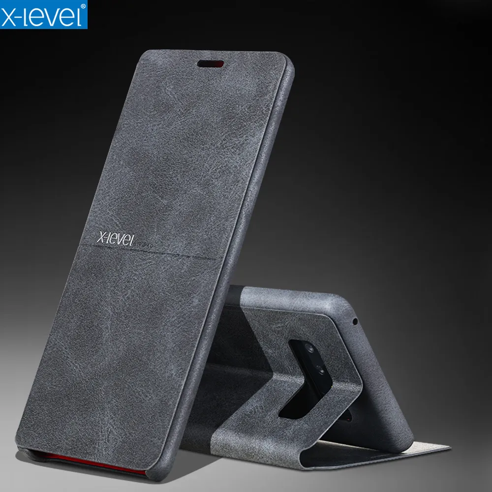 Роскошный кожаный флип чехол X Level в стиле ретро для телефона Samsung Galaxy S9 S8 plus S6 S7 edge