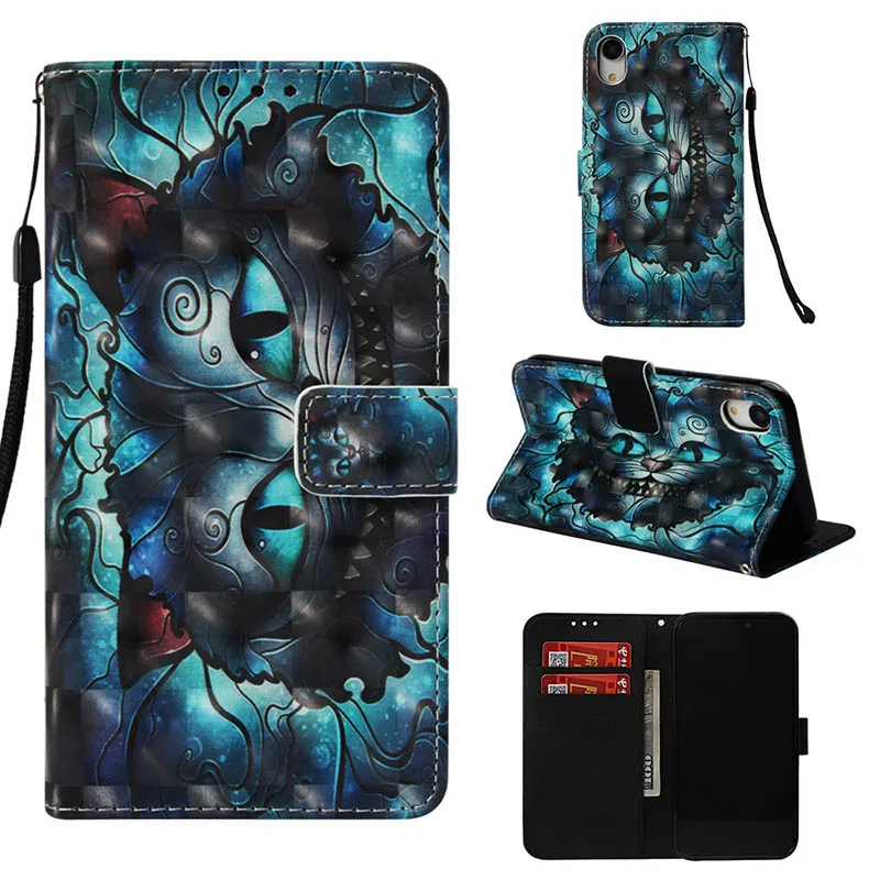 Blue Cat Ретро флип-чехол для iPhone XS Max Xr X 10 XS кожаный бумажник подставка чехол для samsung Galaxy Note 9 8 S9 Plus S9+ чехол Coque A21 - Цвет: Blue Cat