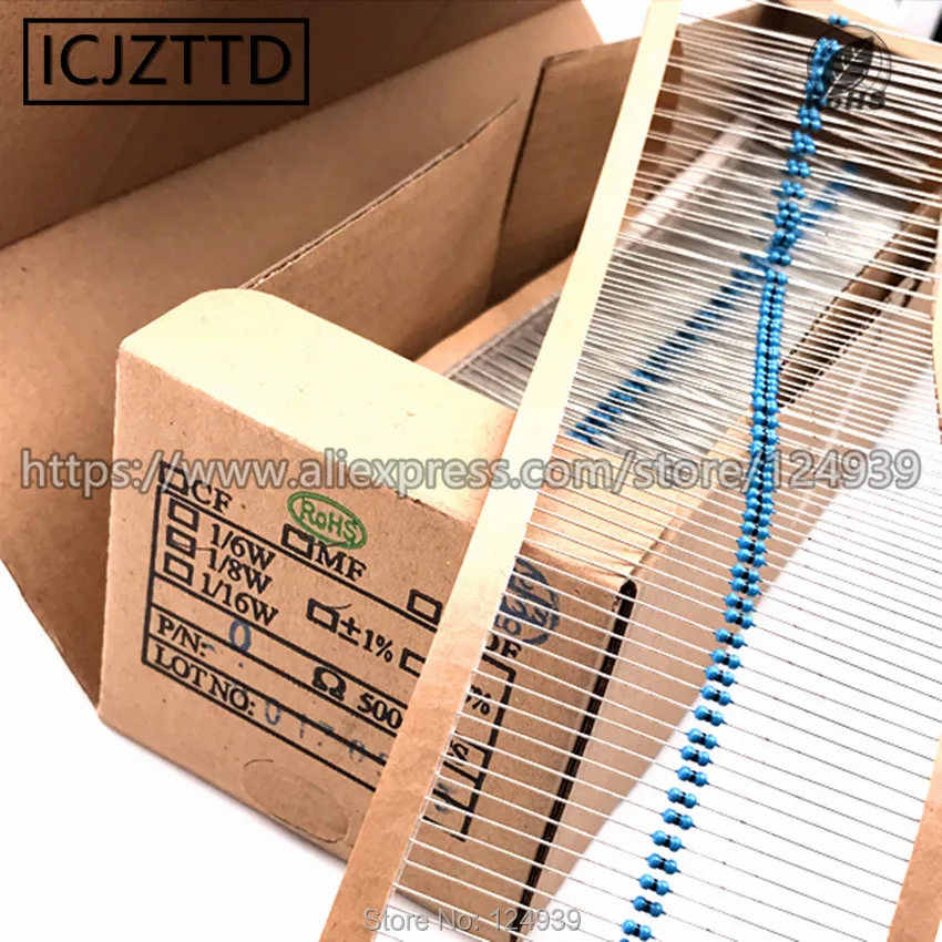 

5000pcs/box Metal Film 0.125W 1% 1/8W 1/6W 3.9K 3K9 4K3 4.3K 4.7K 4K7 5.1K 5K1 5.6K 5K6 6.2K 6K2 6.8K 6K8 7.5K 7K5 8.2K 8K2 10M