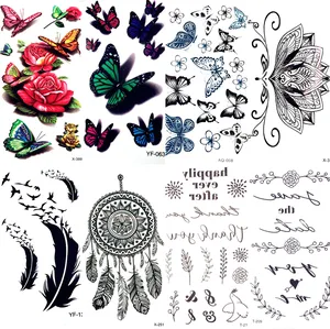 Акварельная секс бабочка цветок временная татуировка наклейка кружевная Женская на руку Водонепроницаемая Татуировка девушка дети флэш-татуировки