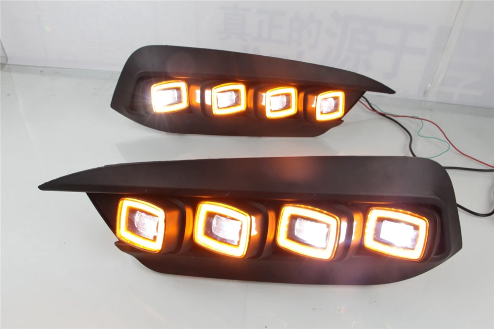 CSCSNL 1 комплект DRL Светодиодный дневной светильник 12v ABS туман крышка с желтым