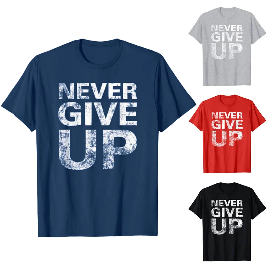 Футболка мужская повседневная с надписью Never Give Up|Мужские футболки| |