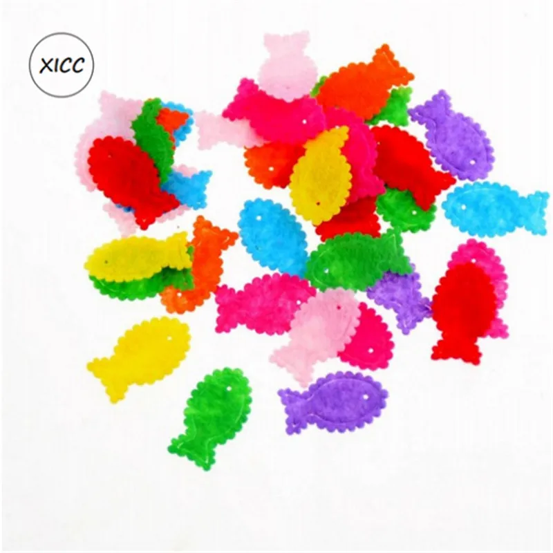 XICC 100PCS Colorful Nonwoven Round Flower Wool Felt Fabric Hair rope DIY Handmade Accessory Sticker Applique Patches Felt Pad