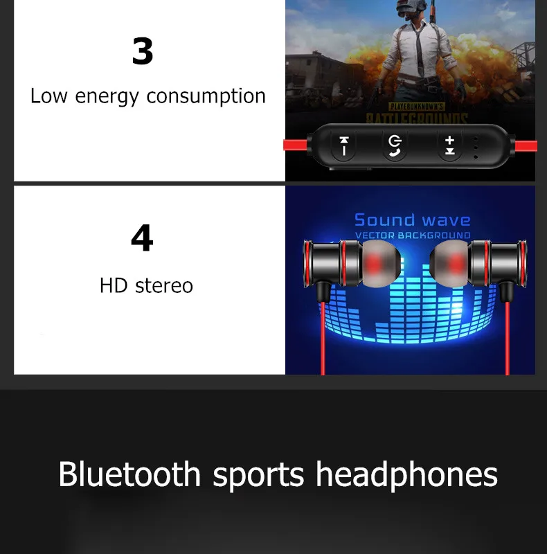 Магнитные Металлические беспроводные наушники Bluetooth 5,0, наушники с Ушными крючками, спортивные Игровые наушники для телефона, наушники с громкой связью