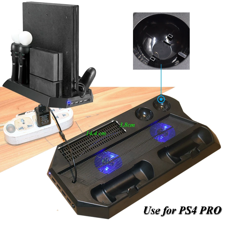 

Аксессуары для игровой консоли PS4, вертикальная охлаждающая подставка, вентилятор PS Move, зарядная станция с USB-кабелем для Playstation 4 Pro
