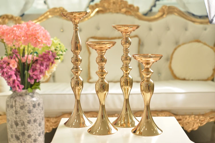 3 размера Золотой металлический подсвечник серебряная свадебная центральный