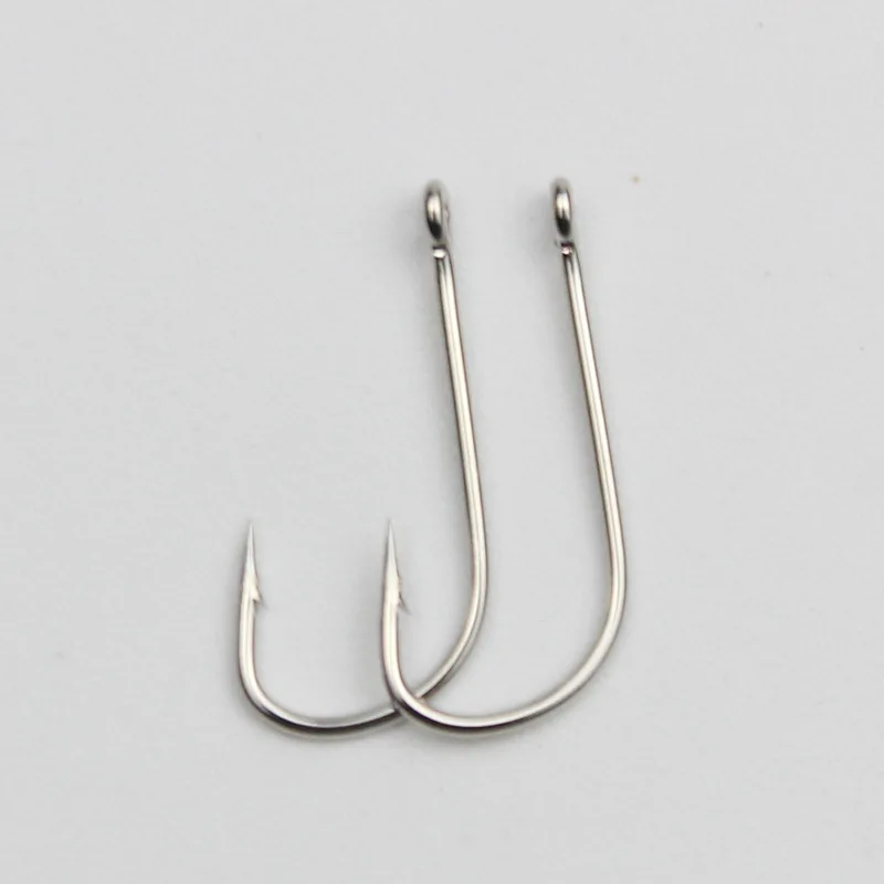 20pcs/lot Long Shank Barbed Fishhook 2#-10# silver high Carbon Steel Single Circle carp Bass hook Sea Tackle Accessories