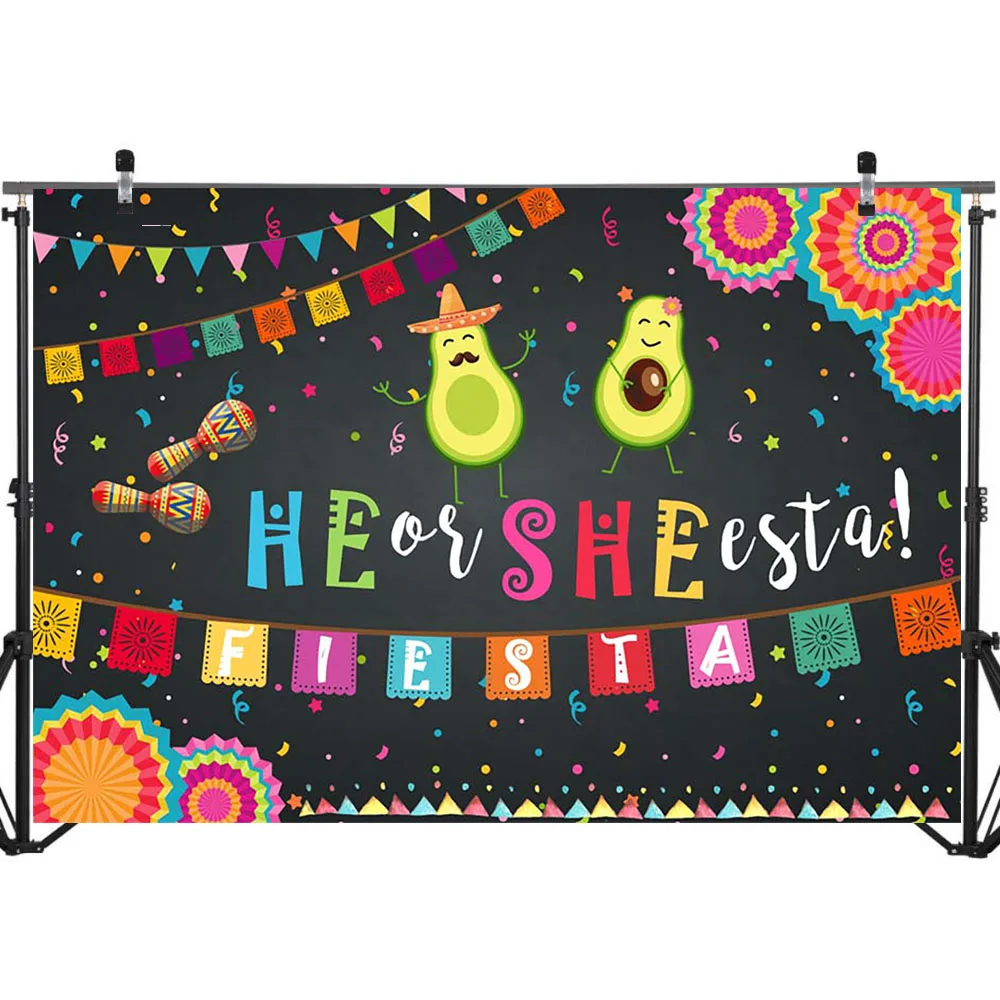  Mexico Theme Gender Reveal Photography Background Colorful Flag Paper Umbrella Baby Shower Party Backdrops | Электроника