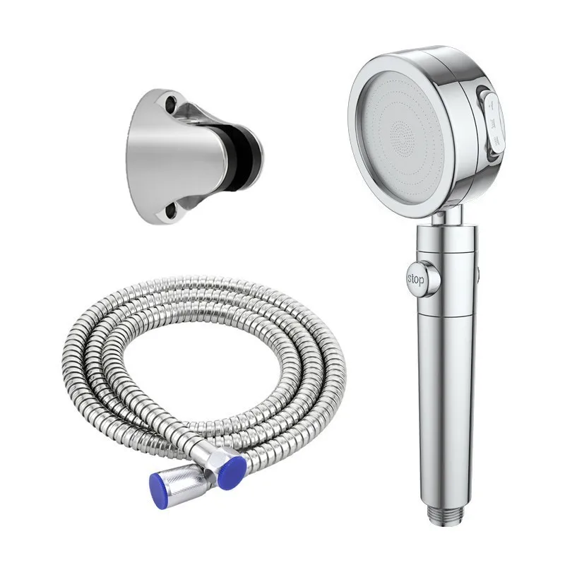 shower head set ZhangJi покрытие 3 режима душевая головка кнопка переключения хромированная гальванизированная Регулируемая Ванная Комната Ручка высокого давления сопла распылитель - Цвет: shower head set