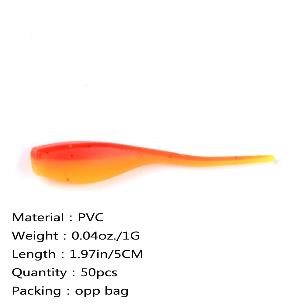 50 шт./лот ПВХ цветной хвост головастика плавающие приманки для Пресноводной