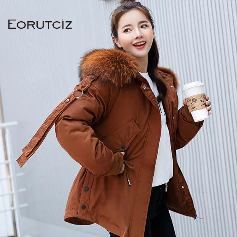 

Winter Thick Bomber Jacket Women Parka Short Warm Fur Hoodie Coat Vintage Oversize Harajuku Autumn Outerwear LM050