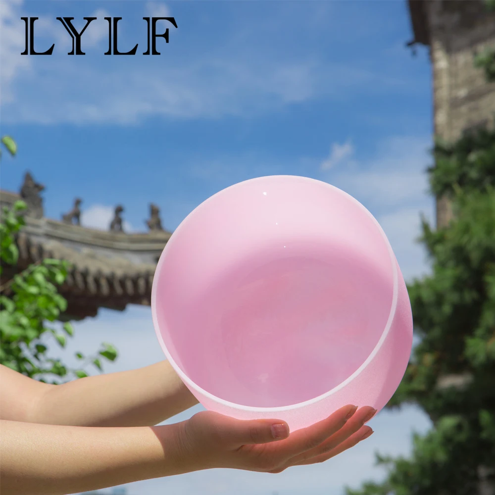 10Inch Rose Pink Colored Frosted Quartz Crystal Singing Bowl Meditation | Спорт и развлечения