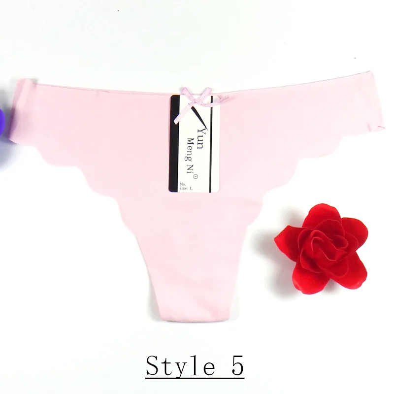 Style 5 1 шт. сексуальные трусики женские шелковые без следа милые трусики с низкой талией, комфортные Соблазнительные розовые стринги Женское нижнее белье дешево - Цвет: Style 5