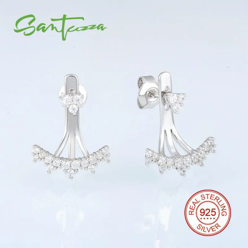 Женские серебряные серьги SANTUZZA 925 пробы клипс Серебро с камнями кубическим