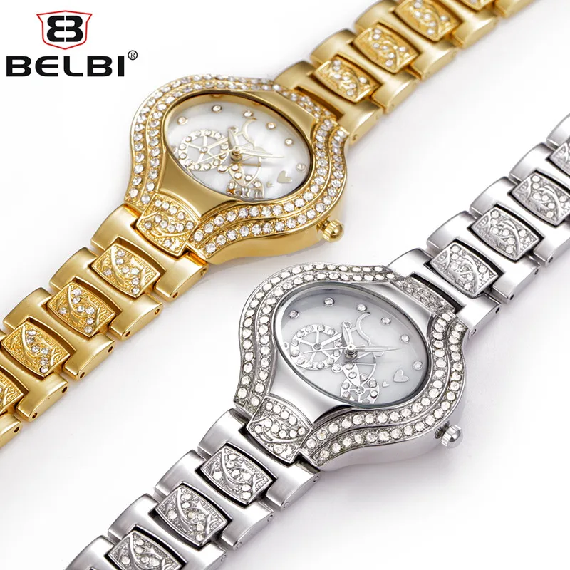 BELBI 2018 Лидер продаж Для женщин часы роскоши леди женские золотистые Наручные