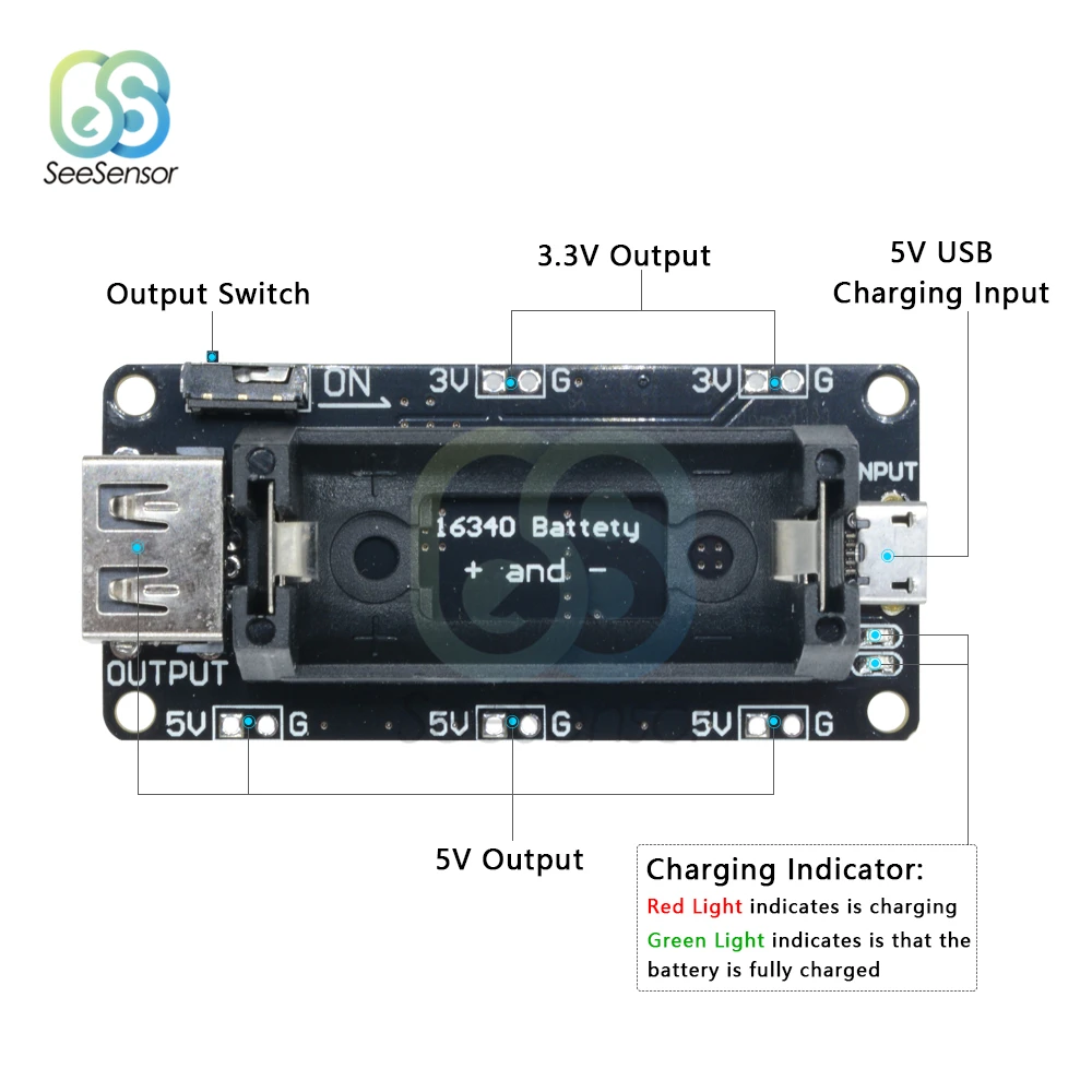 Двойное зарядное устройство ESP8266 ESP32 для литиевых батарей 16340 щит мобильного