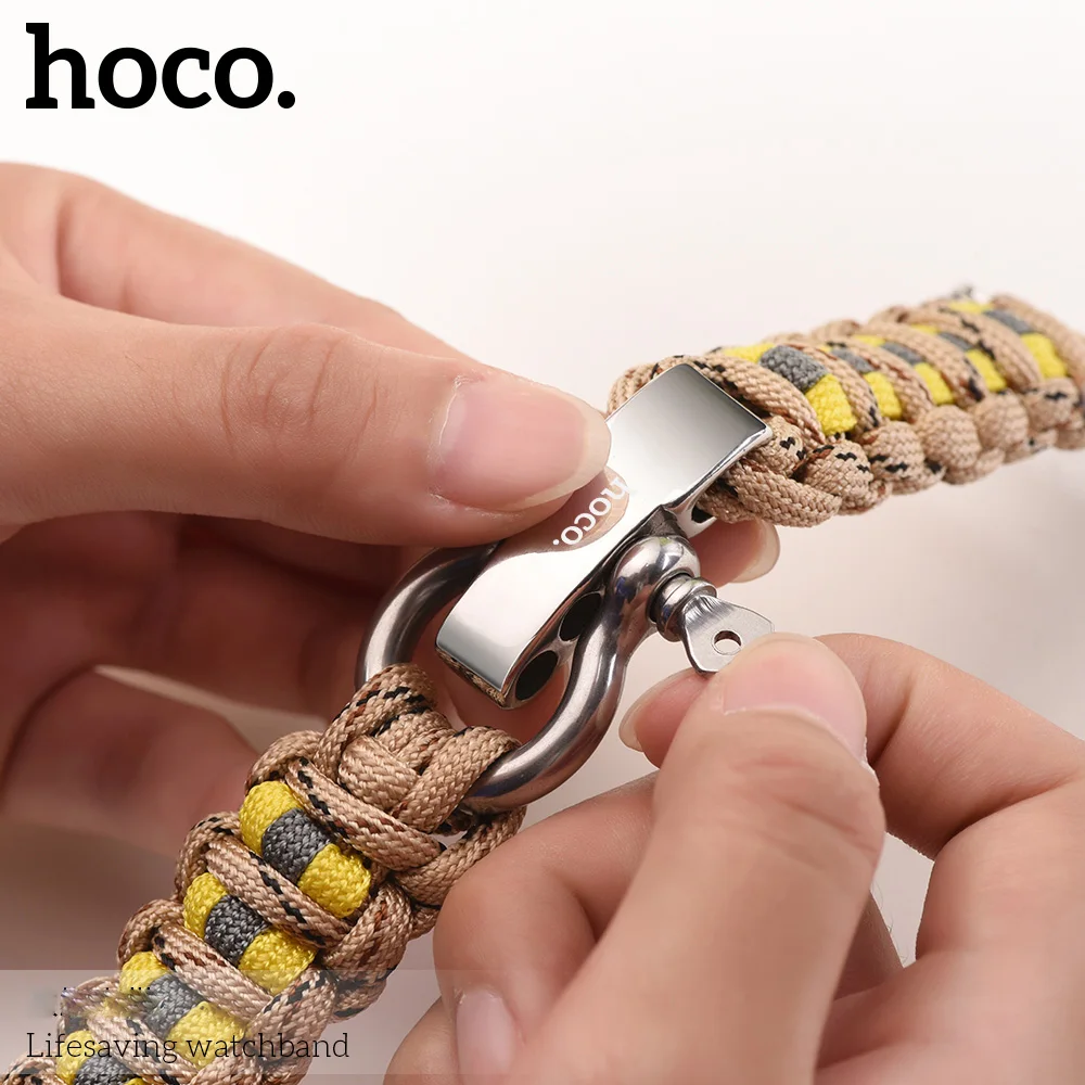 Hoco lifesaving нейлоновая лента для Apple Watch 4 44 мм 40 мм камуфляж тканые ремешки Браслет с металлической пряжкой для Iwatch 3 2 1