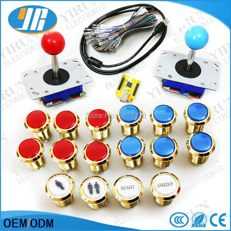 DIY дёамма Аркады набор для ПК PS3 USB 2 игрока MAME Интерфейс к jamma яркий/HAPP стиль
