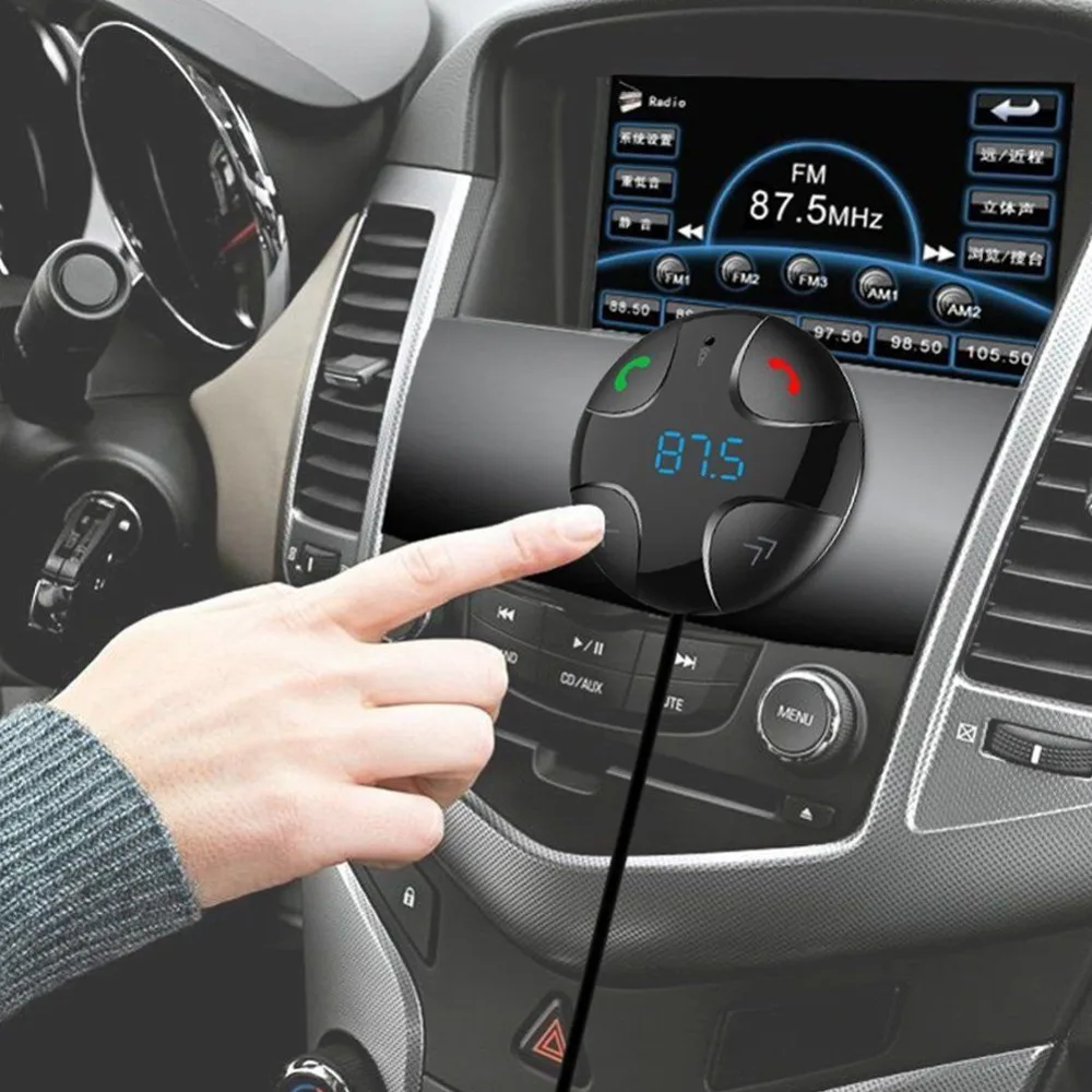 Чудное Хэндс фри автомобильный набор свободные руки FM Bluetooth 4 2 передатчик MP3 плеер