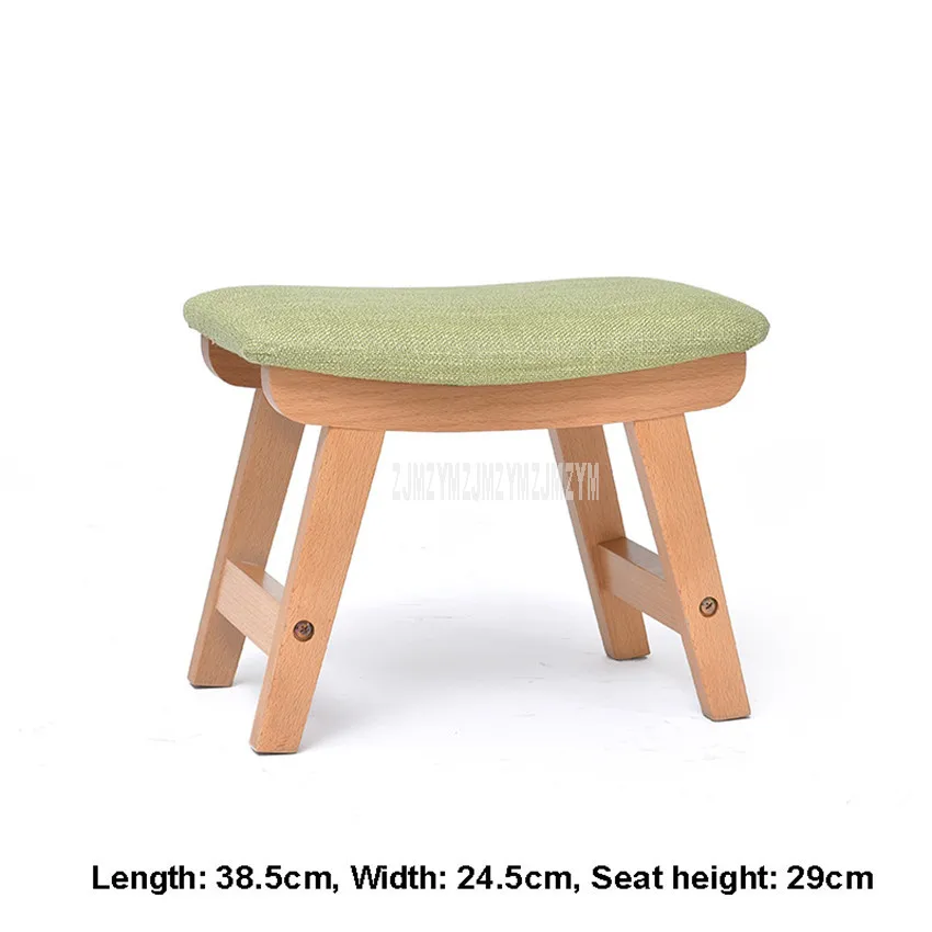green Wood color Твердые деревянные ноги низкий табурет Хлопок Моющиеся Гостиная обувь изменение спальня диван Сторона Мягкая Мини пуфик табурет - Цвет: green Wood color