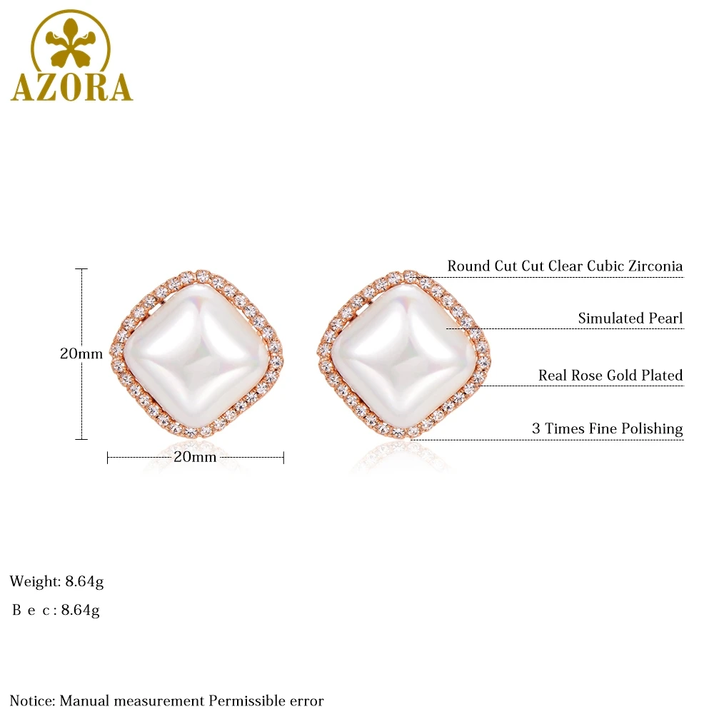 Женские Геометрические серьги-гвоздики AZORA розовое золото 585 пробы с натуральным