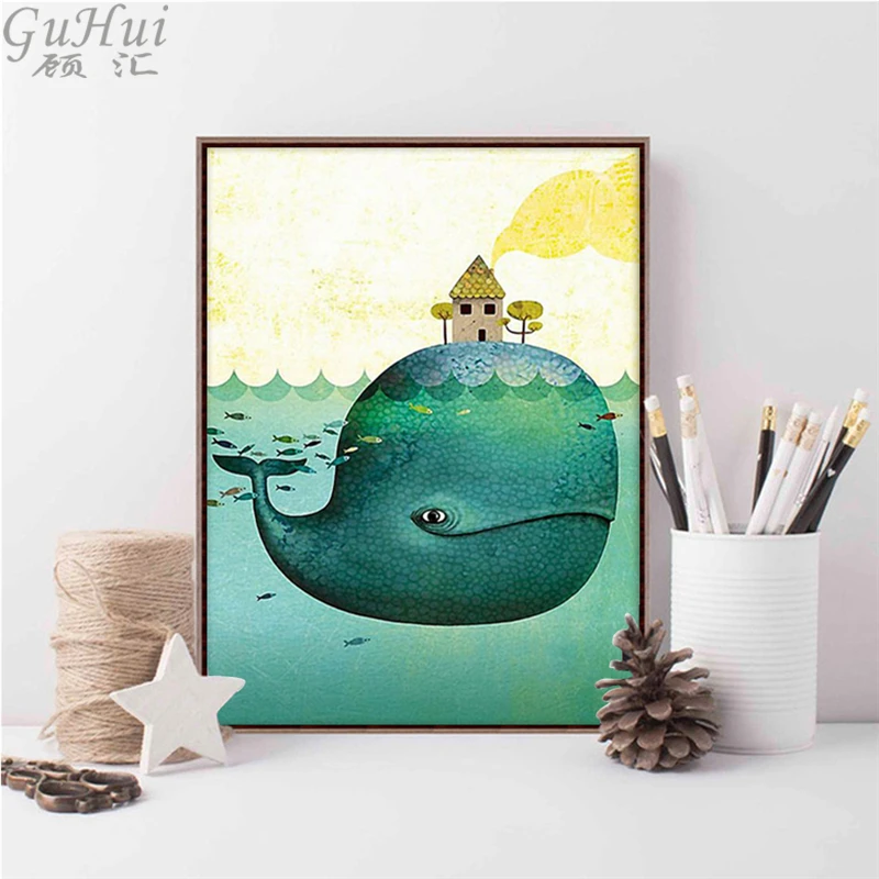 Картина на холсте в скандинавском стиле с рисунком Кита|wall pictures|decor wall picturescanvas
