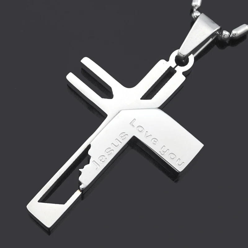 ATGO рождественский подарок мужские ювелирные изделия Love you Jesus Cross Подвески