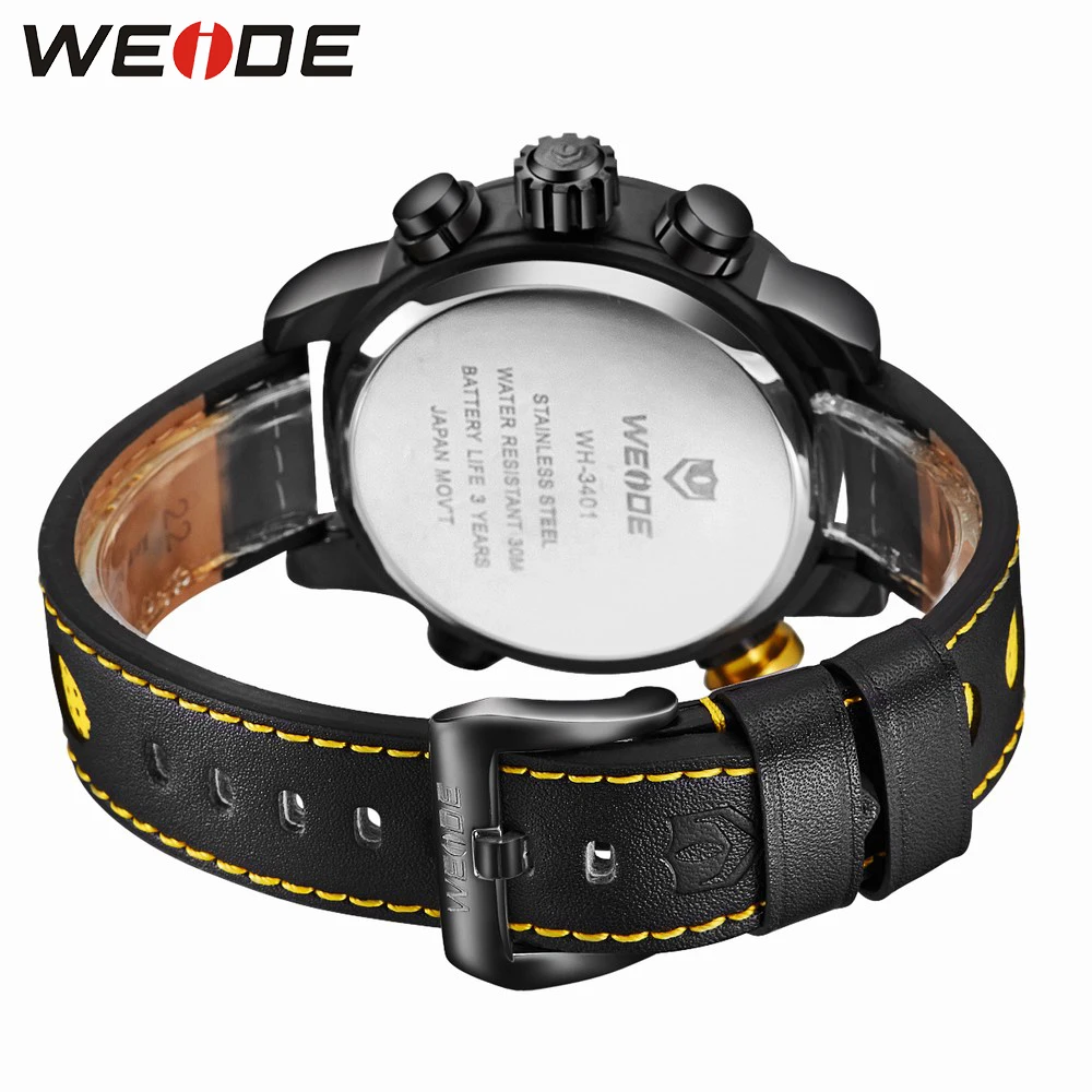 WEIDE Спорт Секундомер Сигнализации Роскошные Часы Черный Циферблат
