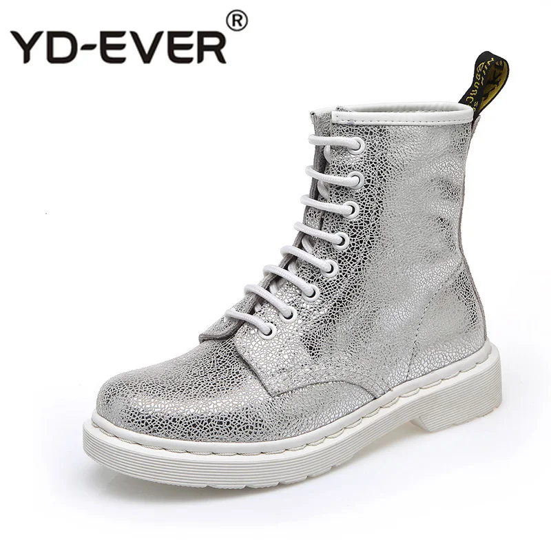 Yd ever весенние модные брендовые ботинки женская обувь женские из натуральной кожи