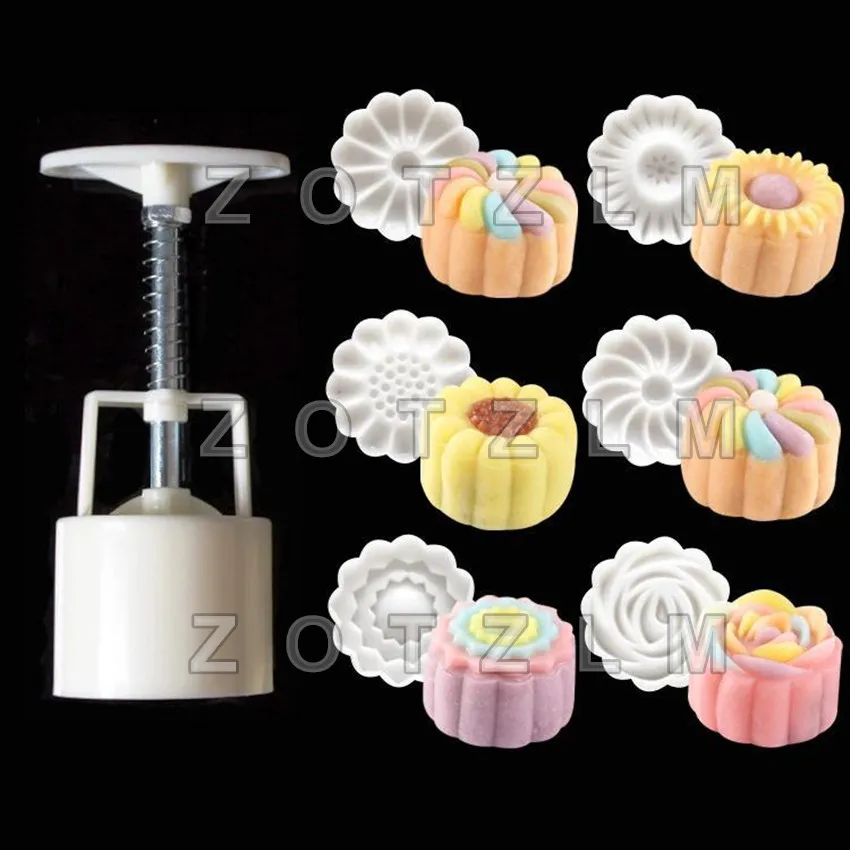 Пластиковая форма для торта 6 цветочных прессованных пластин MoonCake Green Bean Cake