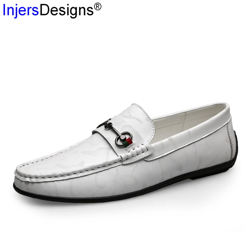 Loafers New Casual Men Shoes Black White Slip-On Lazy Light Breathable Boat Fashion Metal Driving Soft Moccasins | Обувь