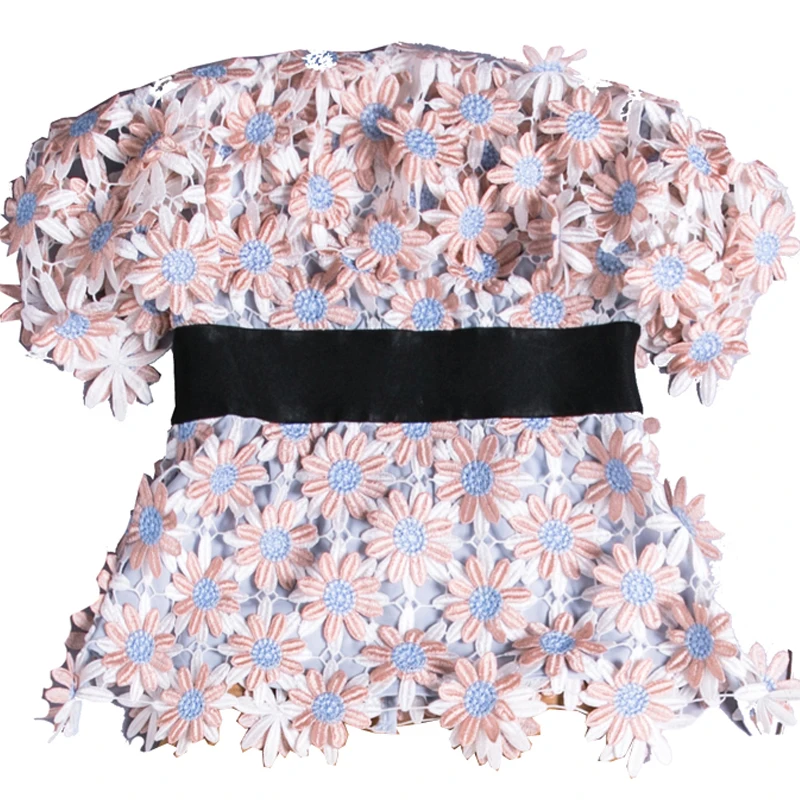 

Sexy Slash neck Self Portrait Designer Tops 2019 Summer Strapless Flower Lace Blouses Womens High Quality