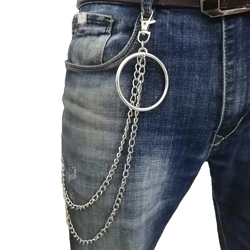 

Two Layer Big Ring Pendant Keychain Rock Punk Trousers Hipster Wallet Key Chain Pant Jean Keychains HipHop Portachiavi