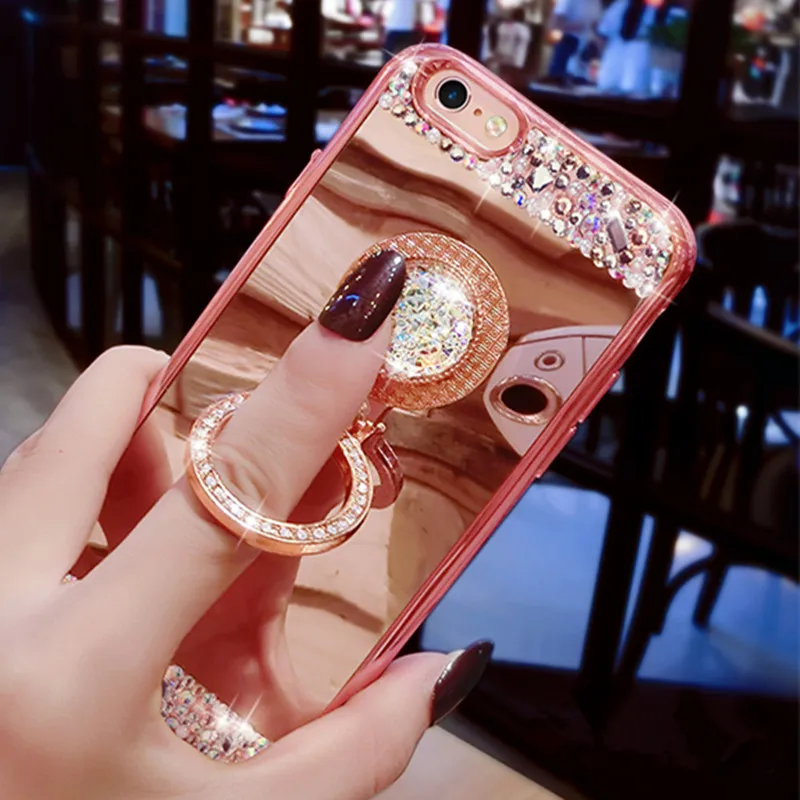 Чехол для iPhone 7 со стразами женский Алмазный Блестящий зеркальный чехол с 360