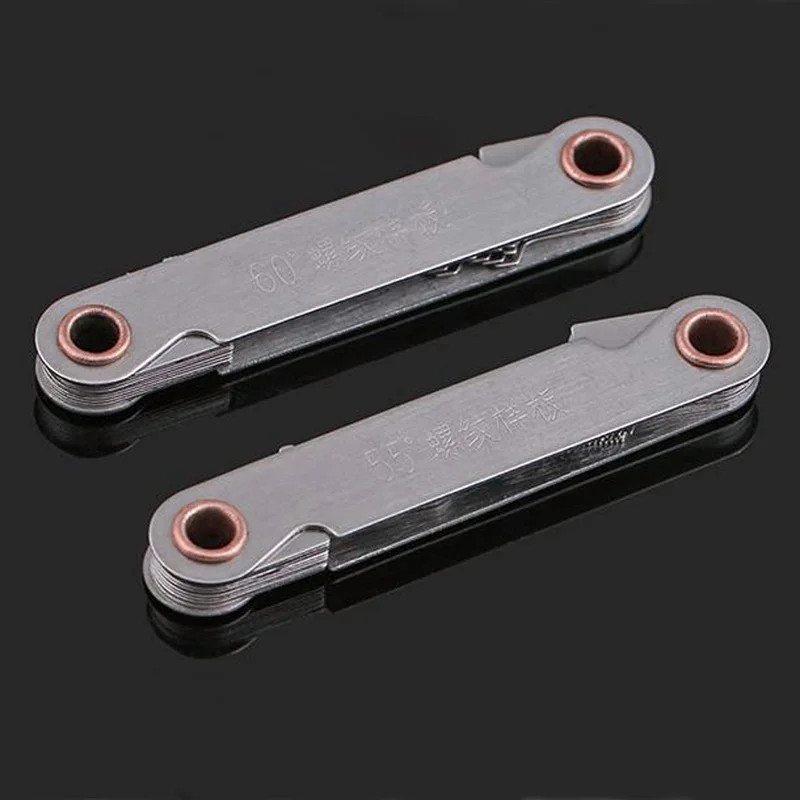 2 Pcs Stainless Steel Metric Screw Pitch 60+55 Degree Thread Measuring Gauge L15 | Инструменты