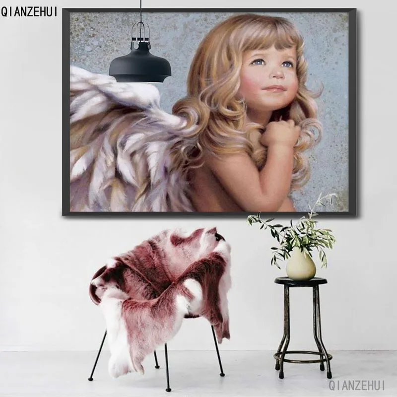 DIY Rhinestone plastic crafts painting diamond Angel girl cross Square stitch full embroidery | Дом и сад