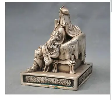 6 &quotКитай Серебро Бронза сидеть Гуань Гун Потерянный Bladesman солдат Бронзовая